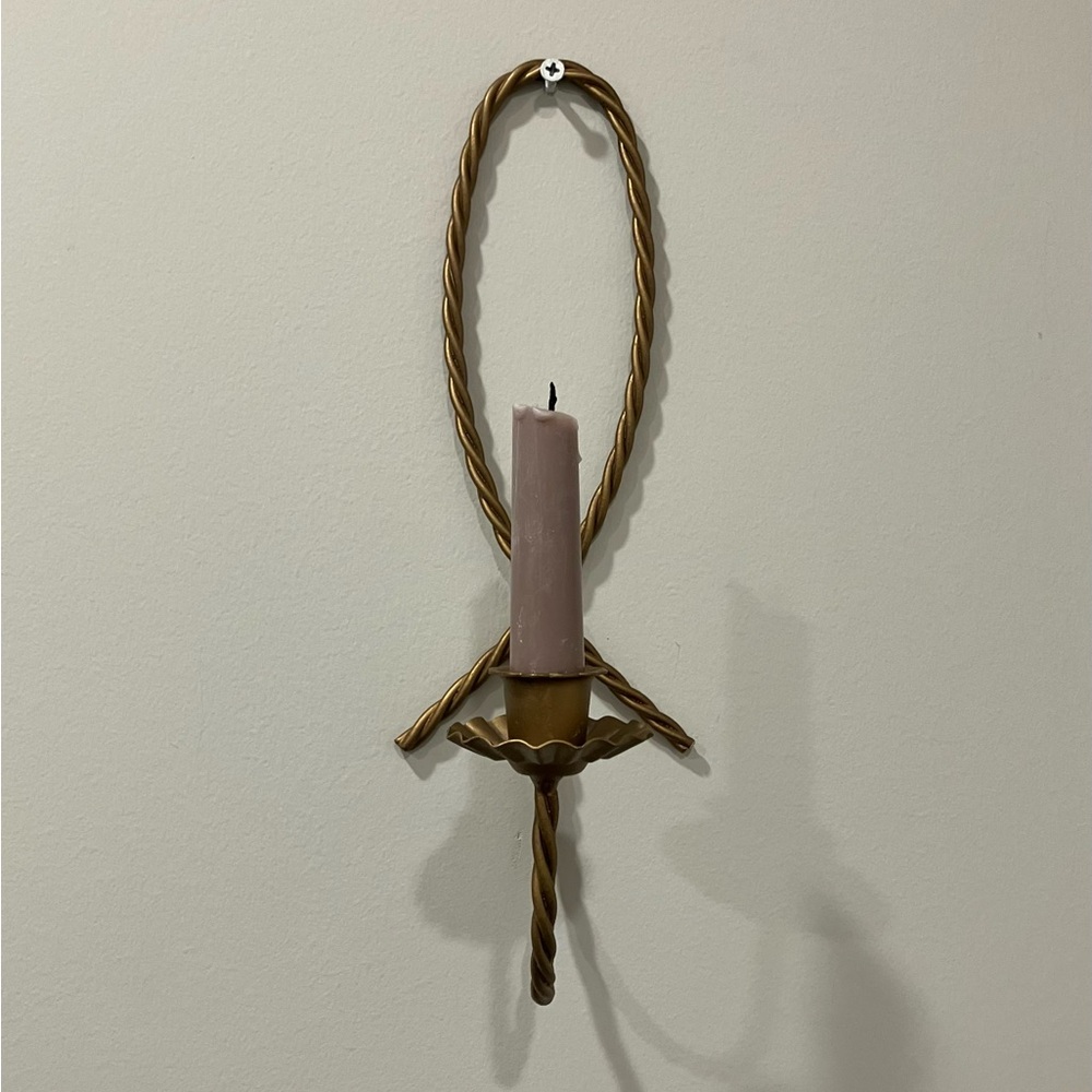 Vintage Gold Twisted Metal Wall Candle Holder